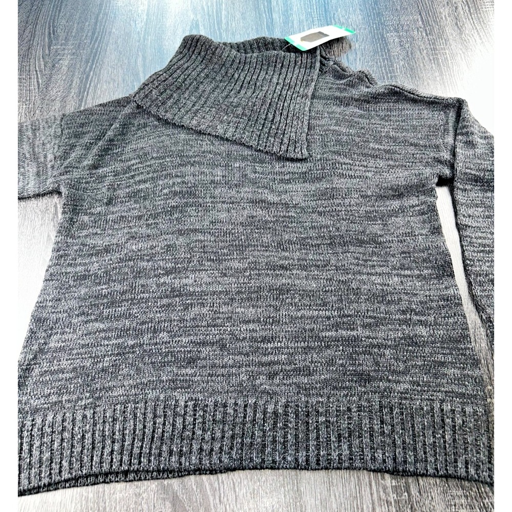Matty M Charcoal Gray Ribbed Cowl Neck Sweater Women's XL Cozy Knit Pullover NEW